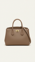 Taupe Italian Leather Handbag