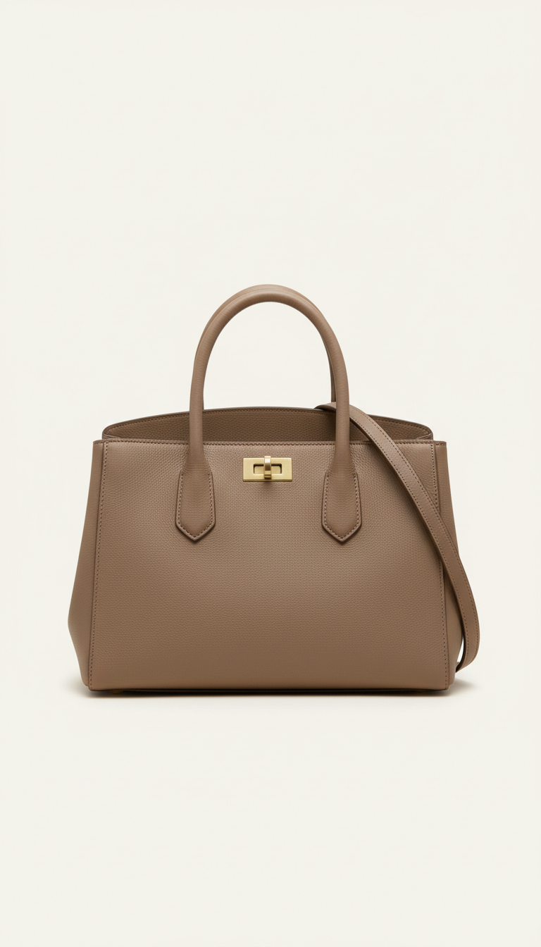Taupe Italian Leather Handbag